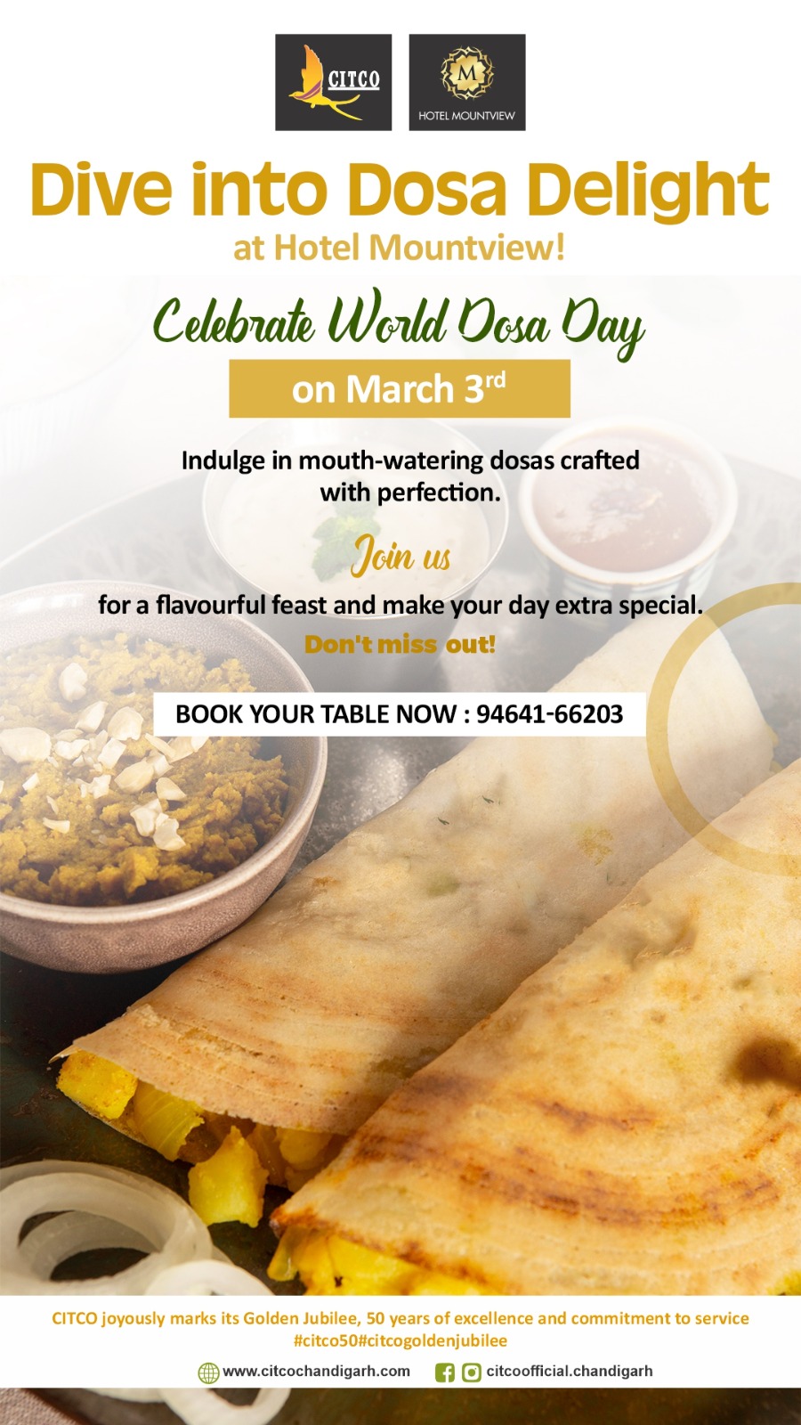 World Dosa Day Extravaganza at Hotel Mountview